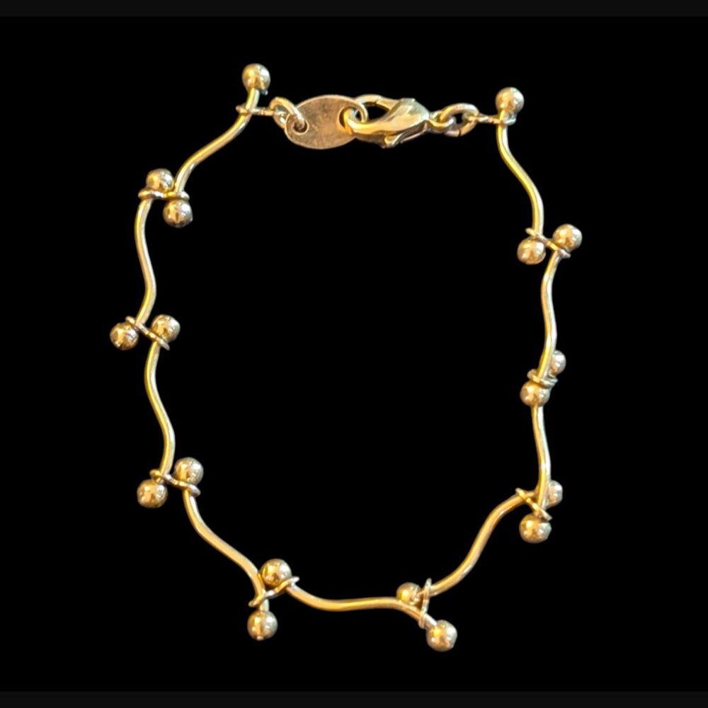 Vintage Avon Gold Tone Wavy Bap Ball Bead Size 6.5" Bracelet